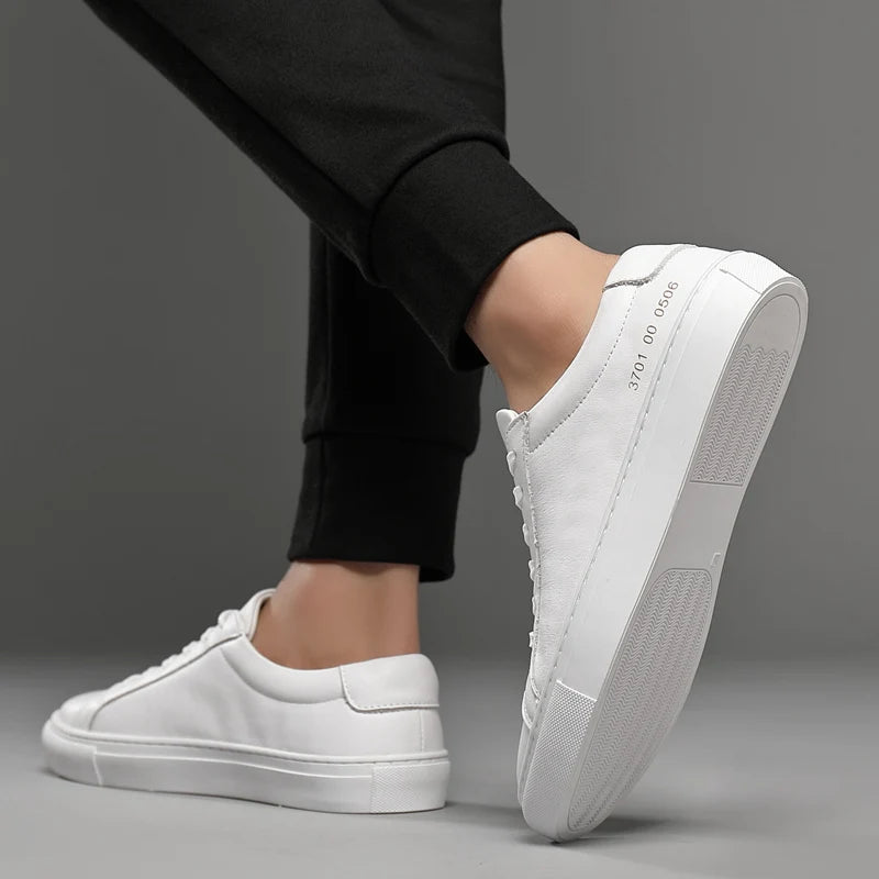 Mens Sneakers Genuine Leather Casual Outdoor Shoes Non-Slip Breathable Luxury Brand Footwear Top Quality Handmade White Shoe Men