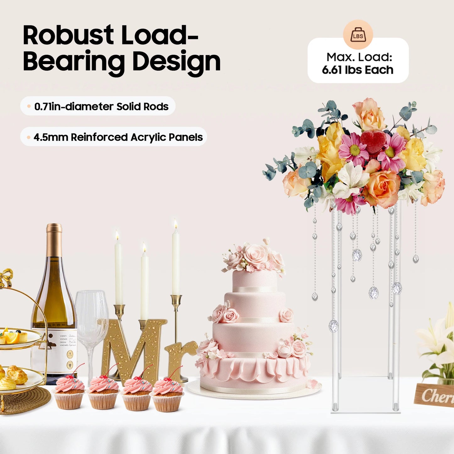 CNCEST Acryl-Blumenständer 20x20x60 cm Set aus 10 Stück