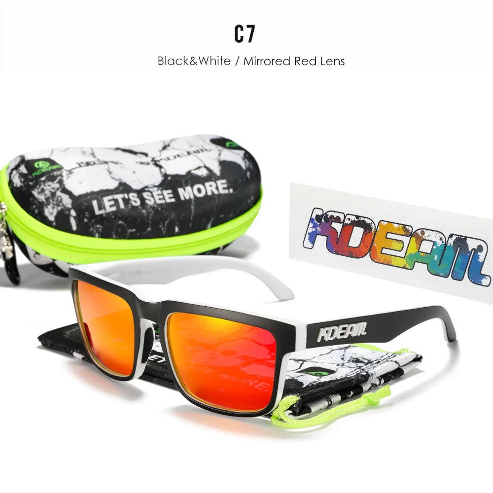 KDEAM Herren Polarisierte Sonnenbrille Quadratisch Casual Outdoor Sonnen Brille Frauen Unisex Sonnenbrille für Paare mit Neuer Verpackung
