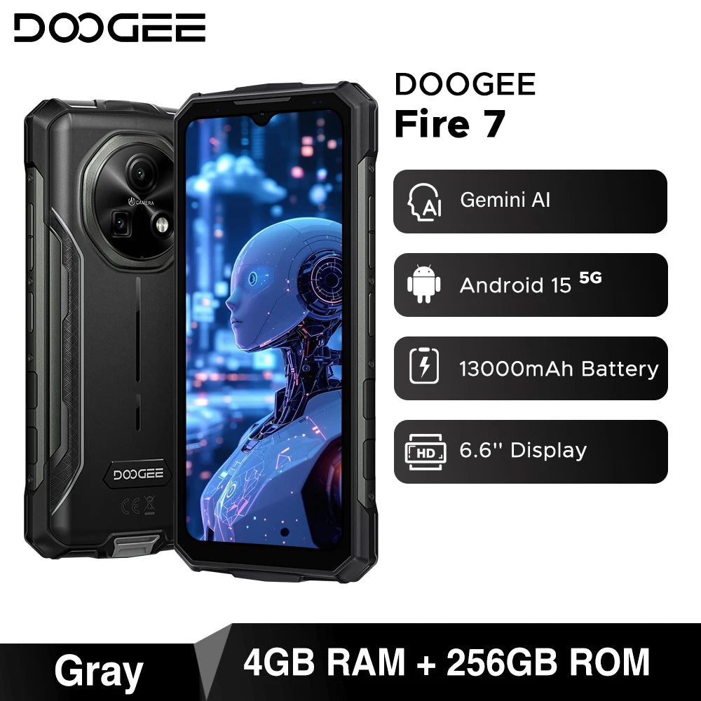 DOOGEE Fire 7 Robustes Smartphone - Akk 13000 mAh, 18W, 6,6 Zoll