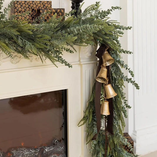 Künstliche Kieferngirlande, realistisch, Winter, Weihnachten, weich, dick, grün, Kaminsgirlande, Urlaubsdekoration für Zuhause, Kaminsims, Tisch