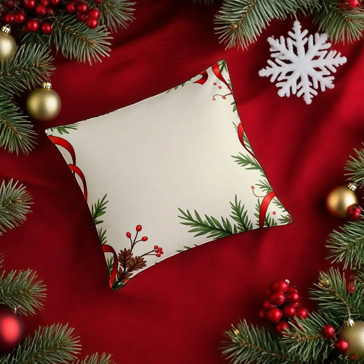 4-Piece Christmas Pillow Cover Set 45x45cm No Insert Festive Gift Boxes Holiday Greens for Sofa Styling Festive Celebrations