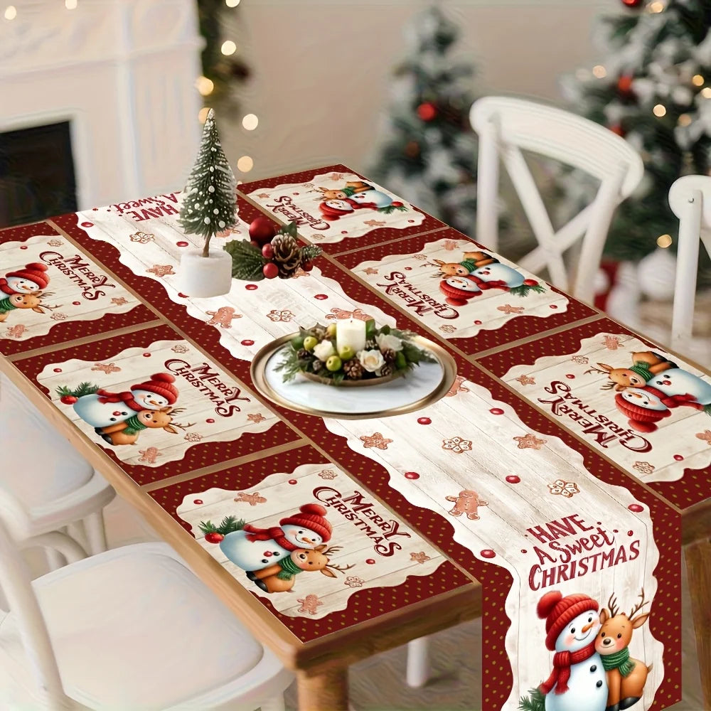 Christmas snowman Table Runner Merry Christmas Decorations for Home 2025 Xmas Party Decor Navidad Natal Noel Gifts New Year 2026