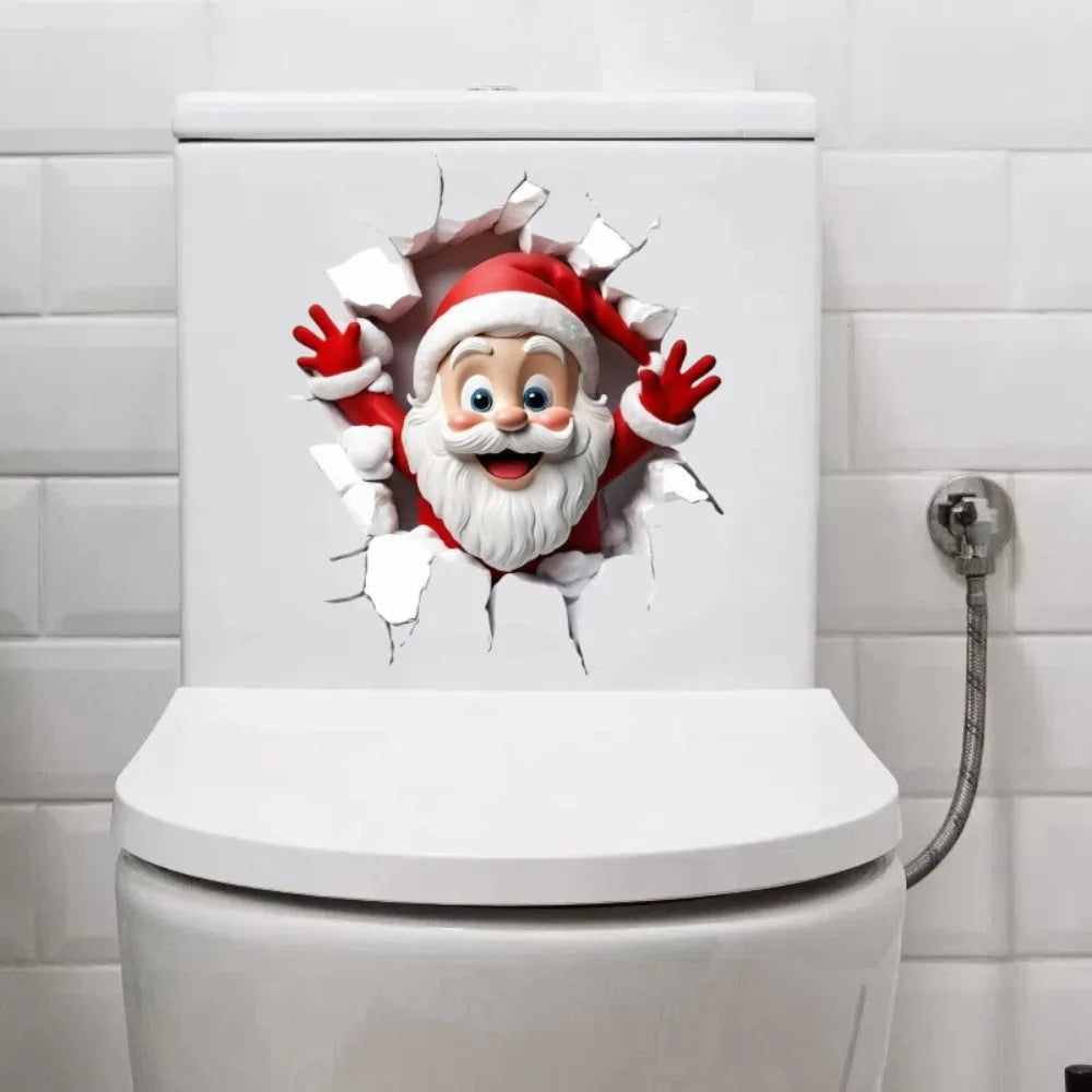 Christmas Toilet Sticker Merry Christmas Decoration Santa Claus Bathroom Sticker Home Toilet Decoration 2026 New Year Gift Fun