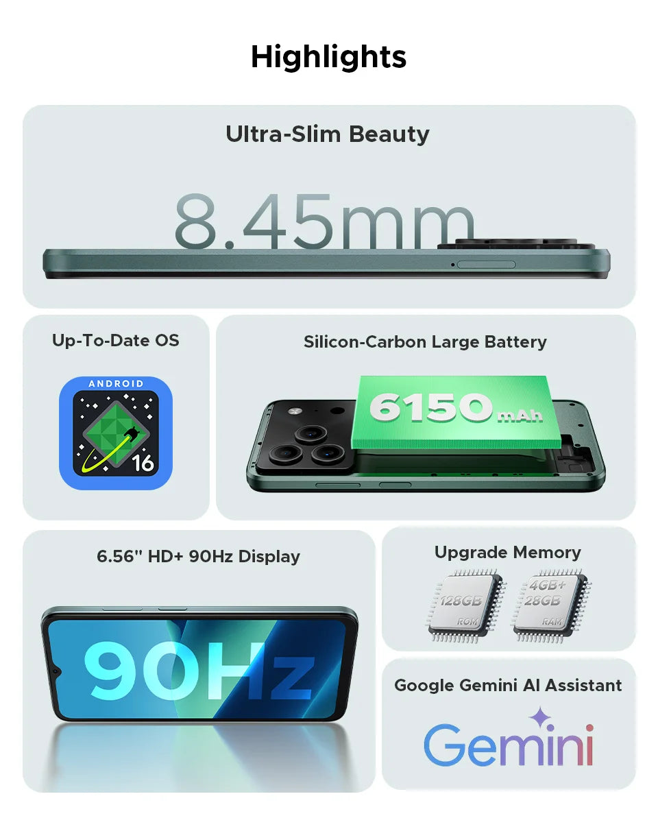 DOOGEE Note56 Pro Großer Akku - 6150 mAh, 6,56 Zoll, 90 Hz