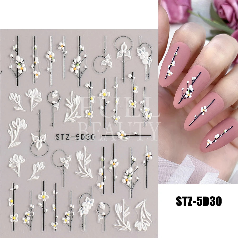 GL5D-K256 5D Sonnenblumen Nagelsticker - Herbstdesign Prägung