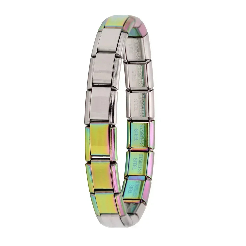 Hapiship Neue Damen Schmuck 9mm Breite Italienisch Elastisch Anhänger Armband Mode Edelstahl Armreif ST-
