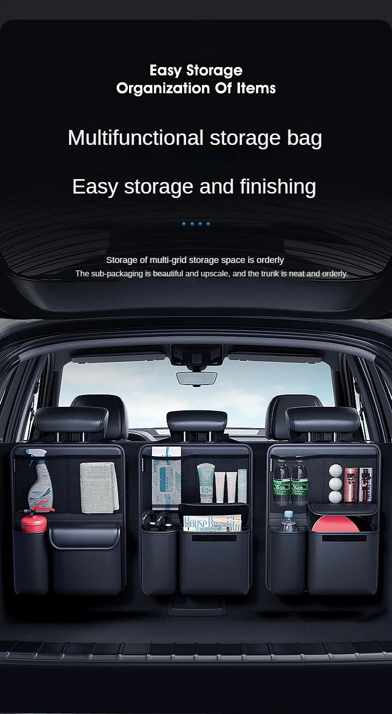 Auto Kofferraum Leder Aufbewahrung Tasche 2025 - Faltbar Car Seat Back Tools Organizer - Multifunktional UV SUV Hängend