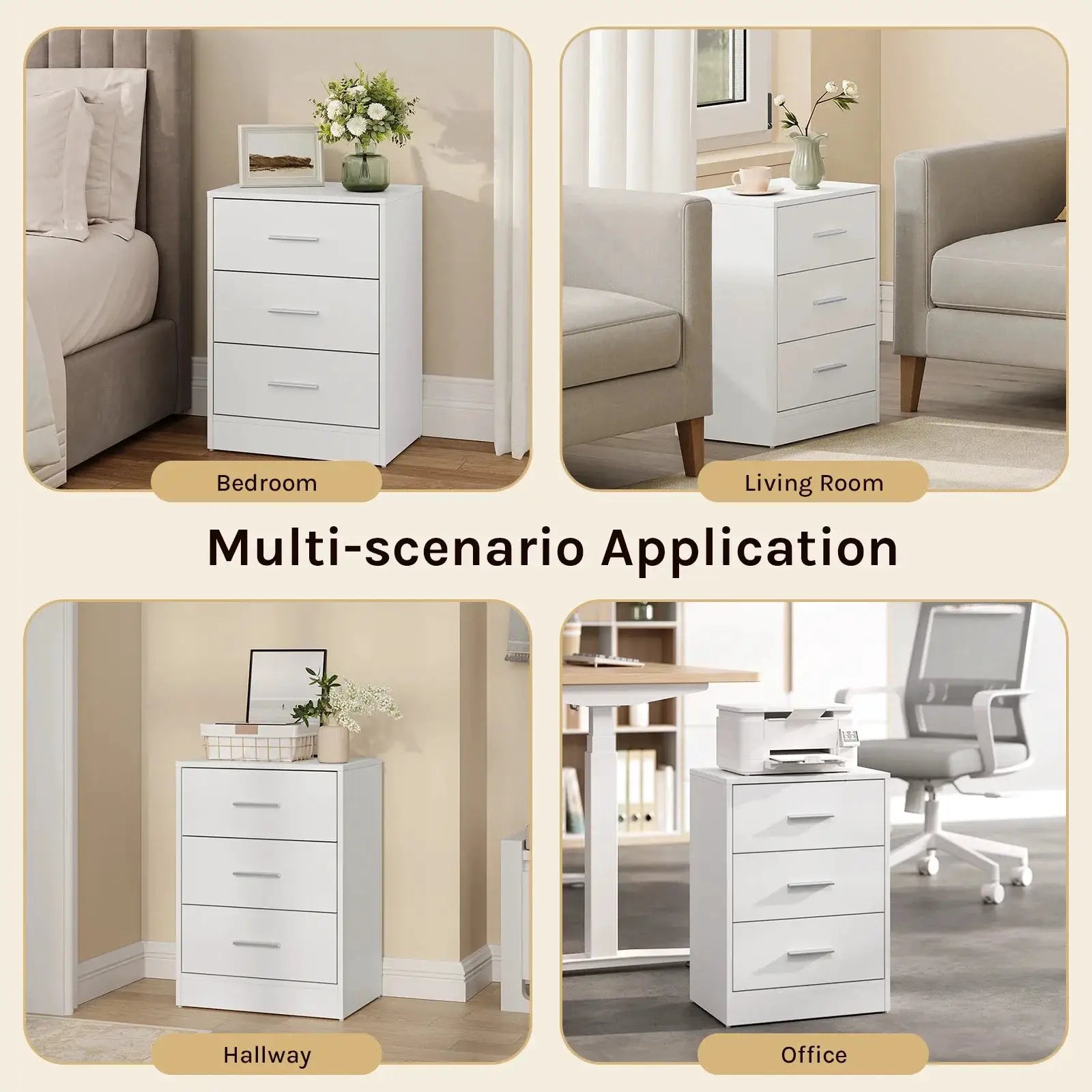 WOLTU 2 Teile/satz Nachttisch Nachttisch 39x54x28cm Beistelltisch mit 3 Schubladen Moderner Aufbewahrungsschrank für Schlafzimmer Wohnzimmer by Golden Bridge Store