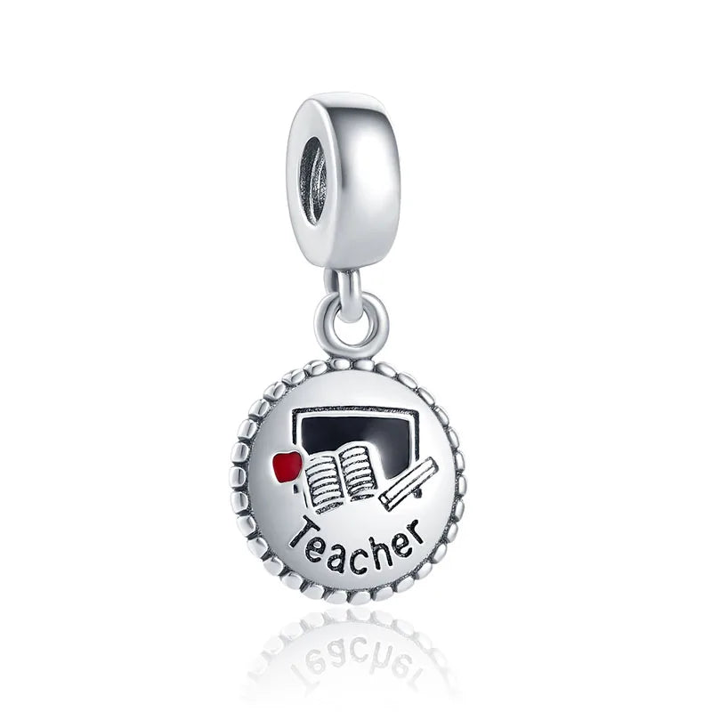 Neue 925 Silber Lernhilfe Schultasche Uhranhänger Charms Beads Fit Original Pandora Armband DIY Schmuck Für Frauen 2024