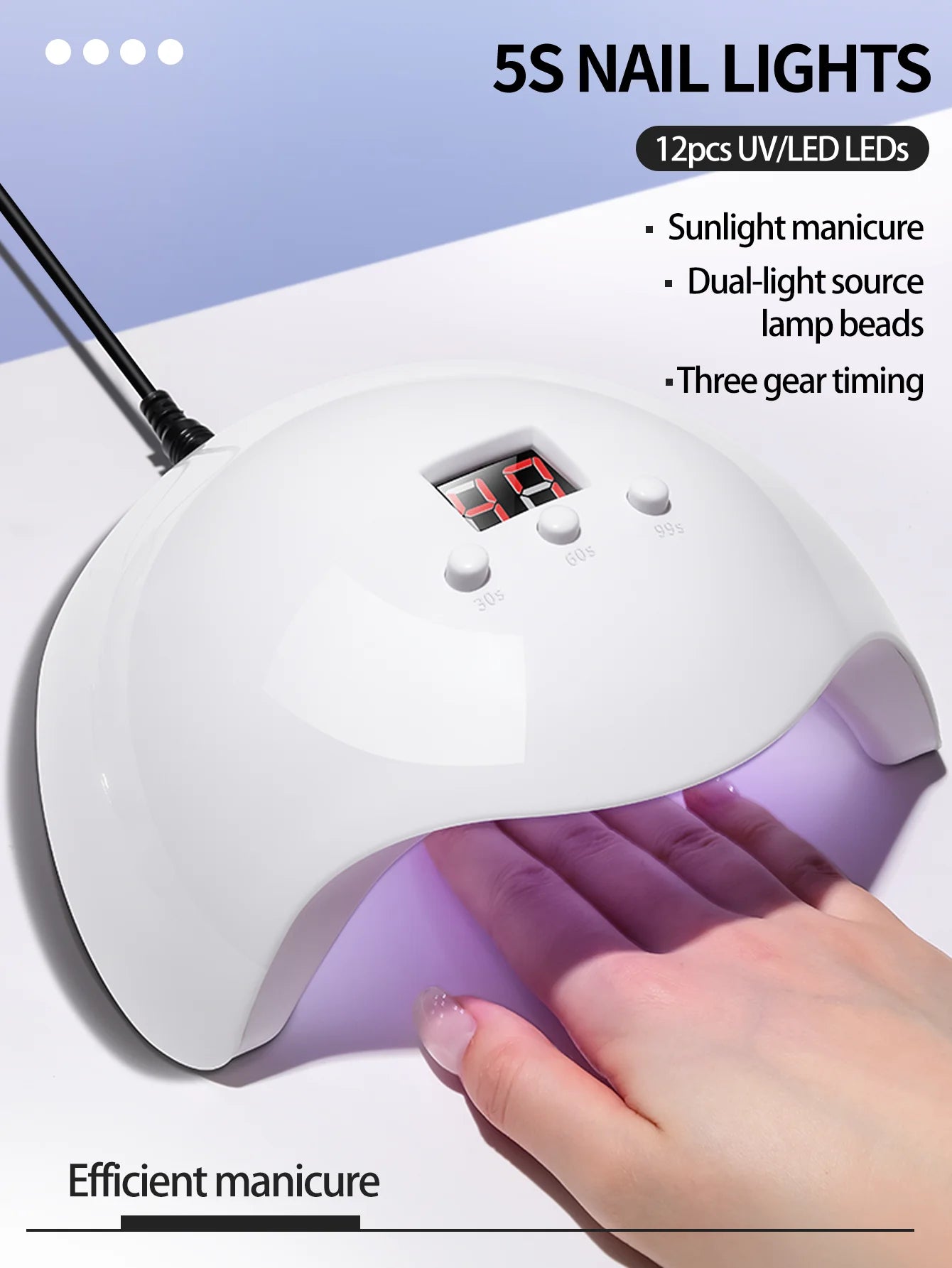 Ctrs 5S Professionelle UV Nagellampe - 12 LEDs 5W 3 Timer