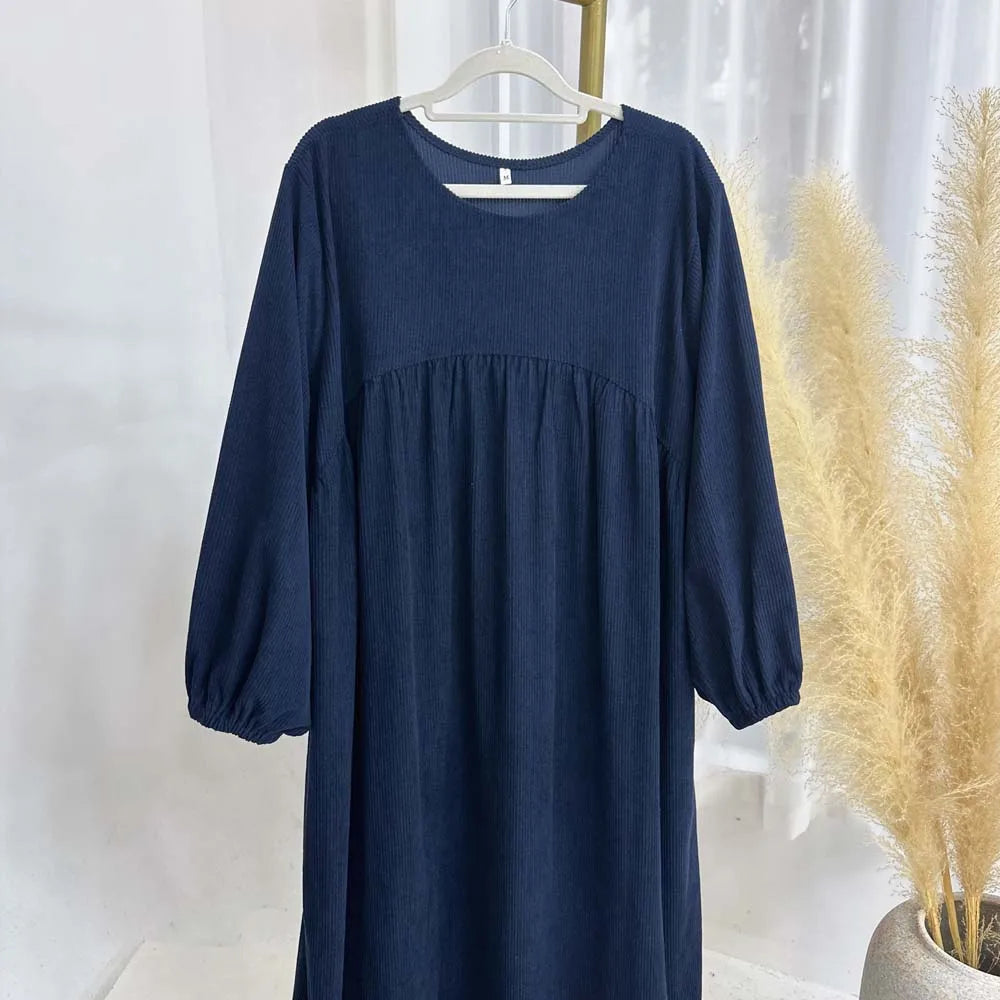 CN Zhejiang Corduroy Balloon Sleeve Abaya - Größe M Winter