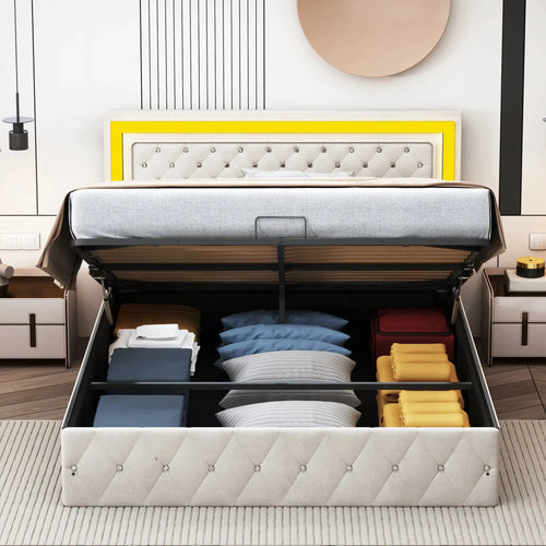 Doppelbett 140x200cm Mit Hydraulischer Hebefunktion Und Stauraum