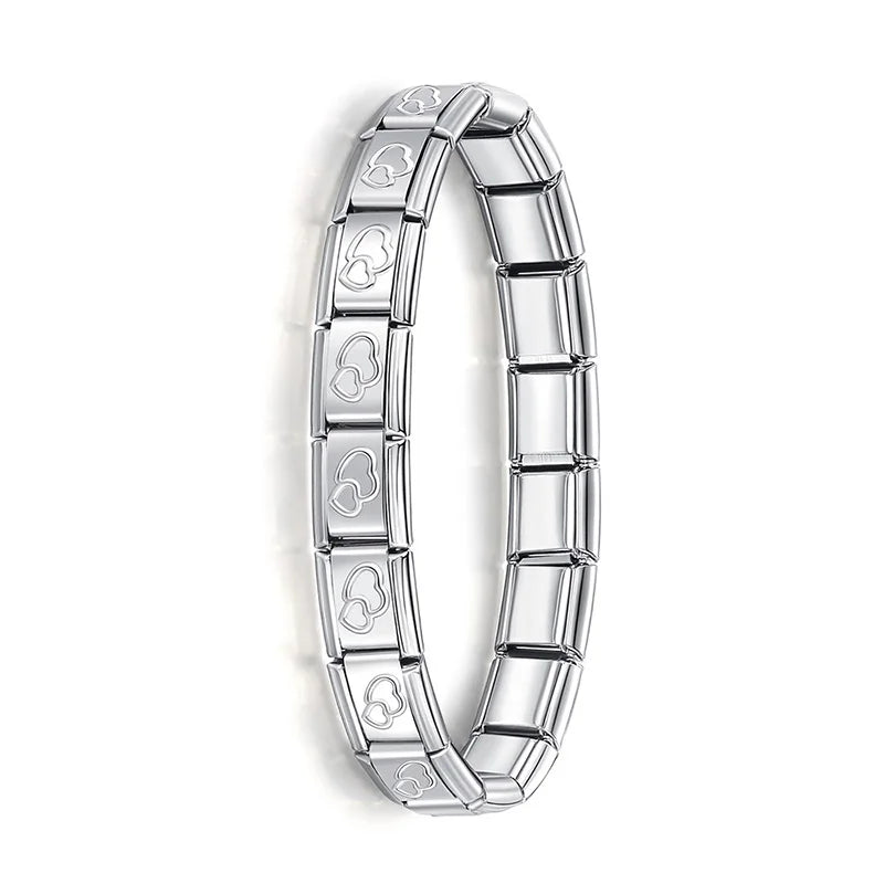 Hapiship Neue Damen Schmuck 9mm Breite Italienisch Elastisch Anhänger Armband Mode Edelstahl Armreif ST-