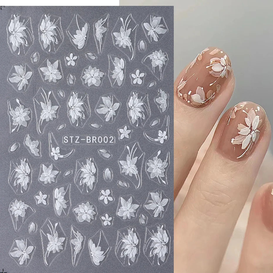 Tracy Simple 3D Blumen Nail Art Sticker - 1 Stück Plastik