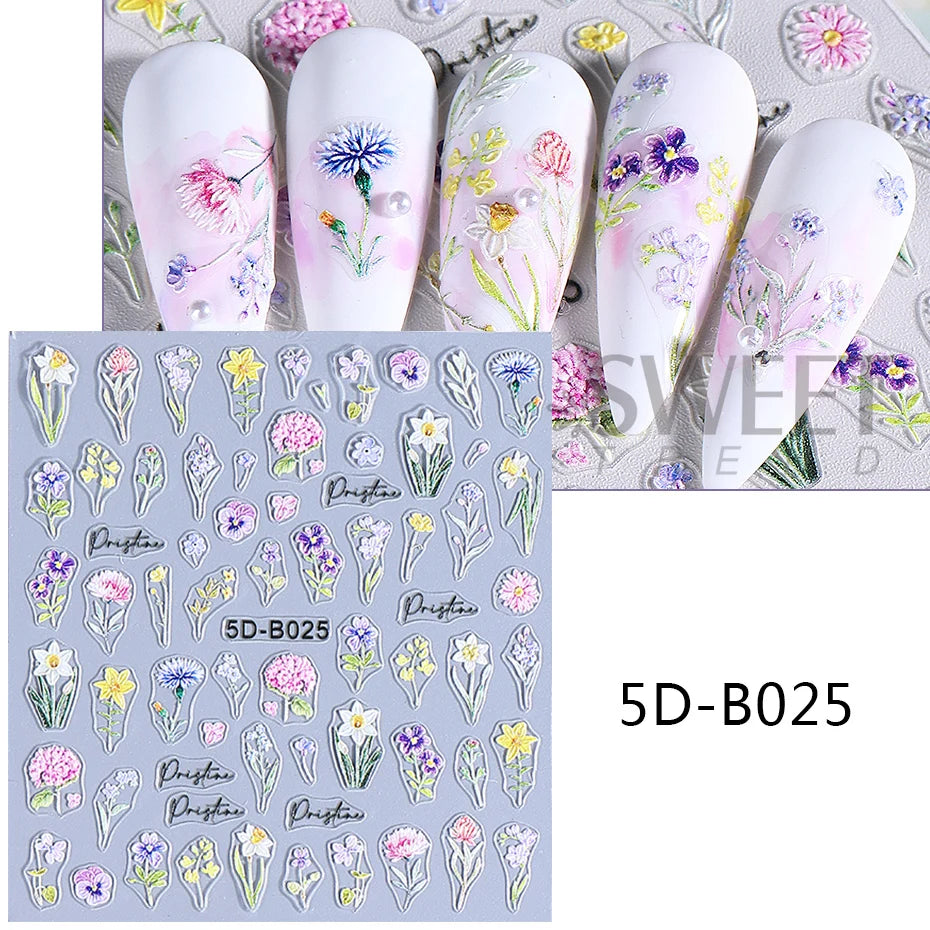 SWEET TREND 5D Relief Nagelsticker - Texturiert 24 Stück