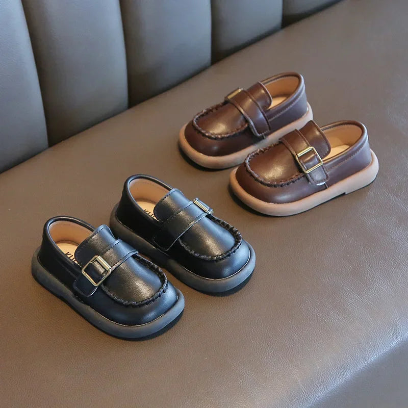 Jungen Casual Schuhe 2025 - Kleinkind Flache Loafer Slip-On - Frühling Herbst Runde Zehen Klassische Schnalle Hochzeit