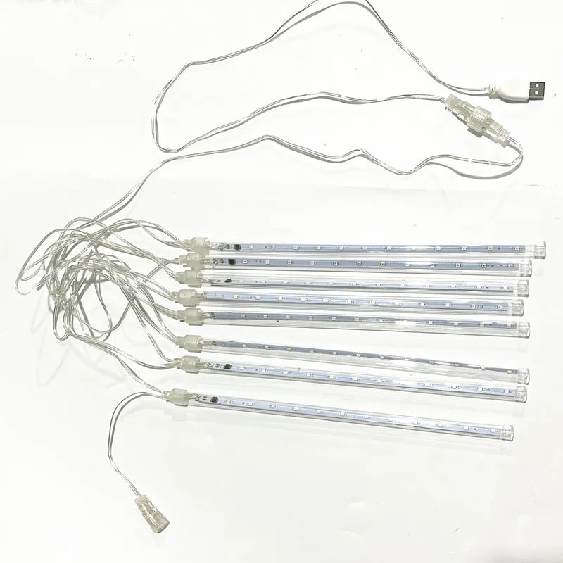 HOUHOM USB Meteor Shower Lichtkette-8 Röhren, USB-Anschluss, 30/50 cm