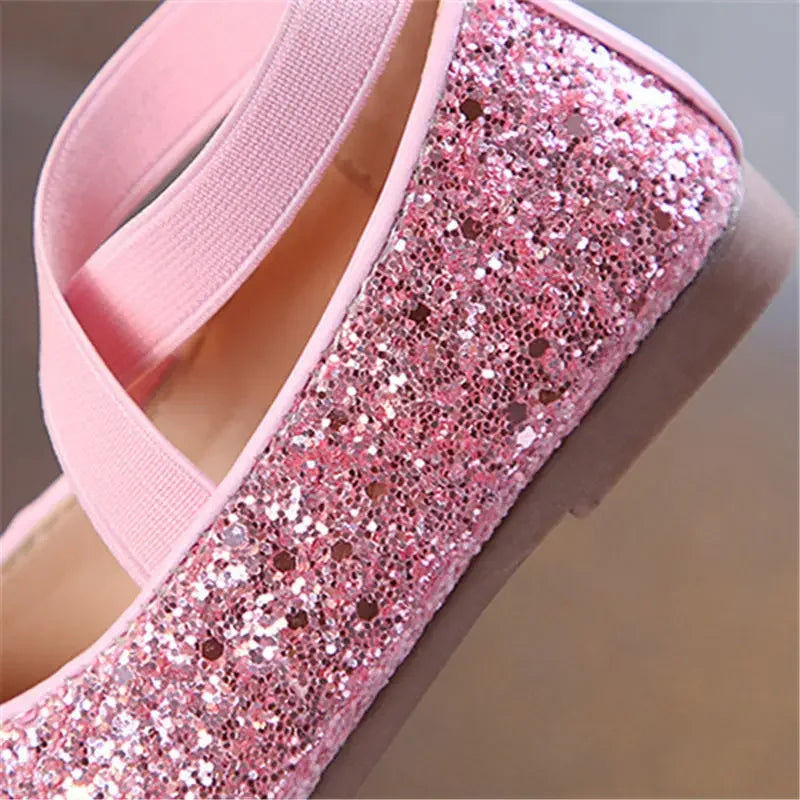 Mädchen Prinzessin Schuhe 2025 - Frühling Herbst Baby Weiche Sohle Tanz Ballet Flats - Rosa Bling Süße Schuhe 7-13J Größe 26-35
