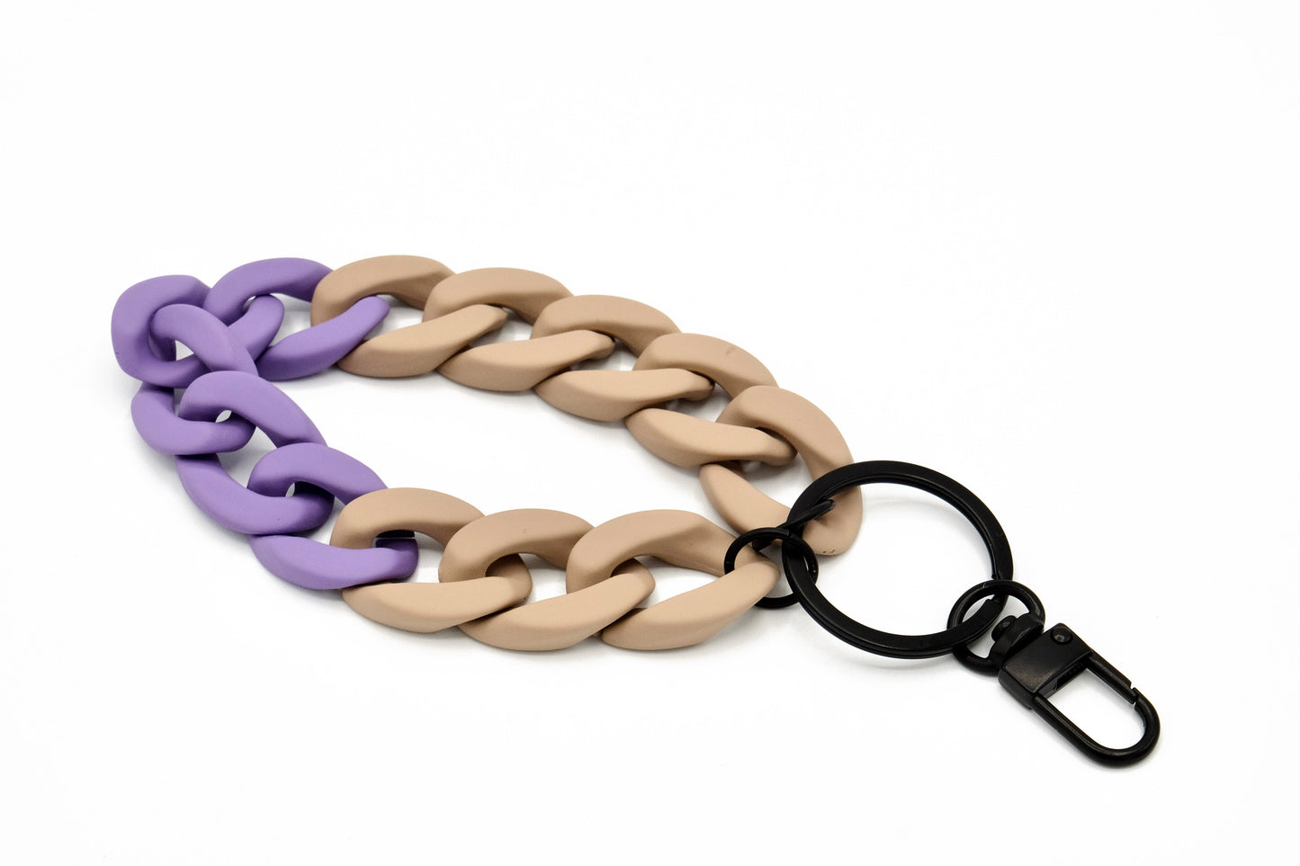 Schlüsselanhänger mit Karabiner "RUBBER EDITION" Beige/Lila