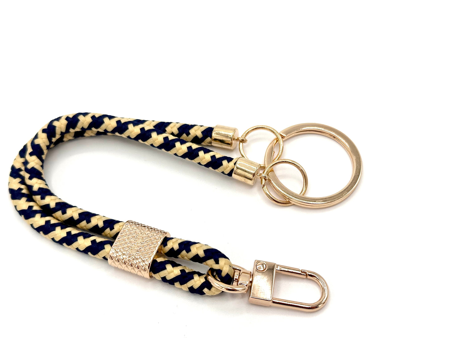 Schlüsselanhänger mit Karabiner Blau/Beige