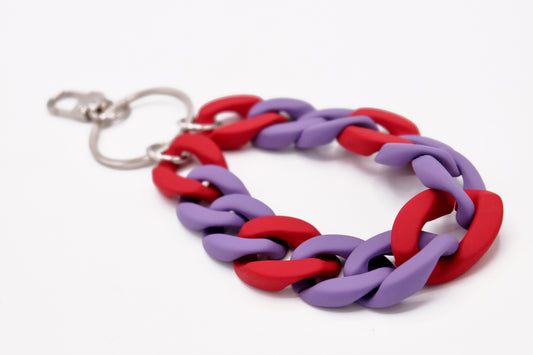 Schlüsselanhänger mit Karabiner "RUBBER EDITION" Lila/Rot