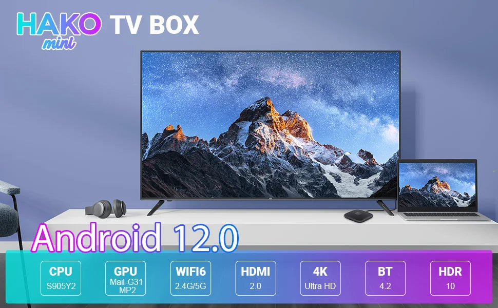 XGODY Android 12 TV Box - Google Zertifiziert 2GB+8GB Smart WLAN6 4K HD Dolby Digital Quad Core mit Tastatur