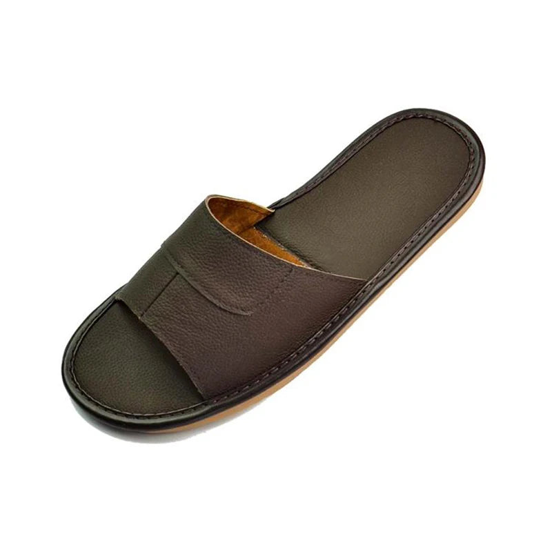 Neue Leder Hausschuhe Männer Heim Einrichtung Innen Boden Klassisch Schuhe Casual Slides Leder Sandalias Zapatos Hombre