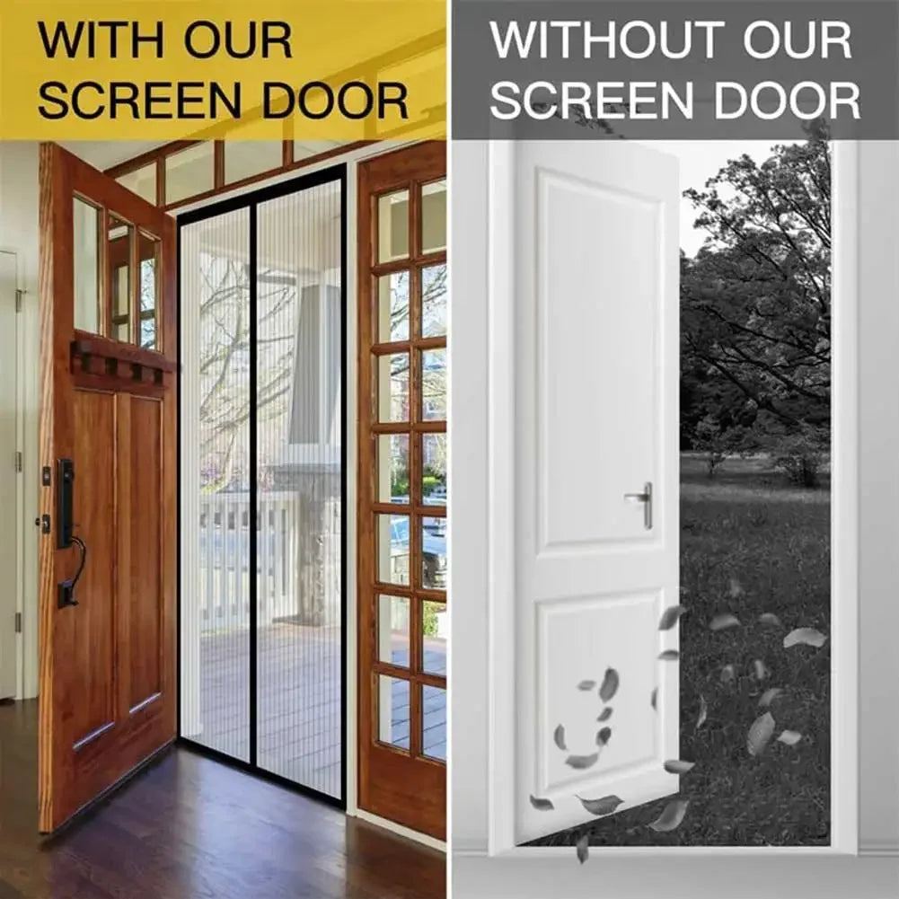 Magnetic Screen Door Screen Hands Free Mesh Partition Heavy Duty Curtain Keeps Bugs Out Frame Hook & Loop Pet and Kid Friendly