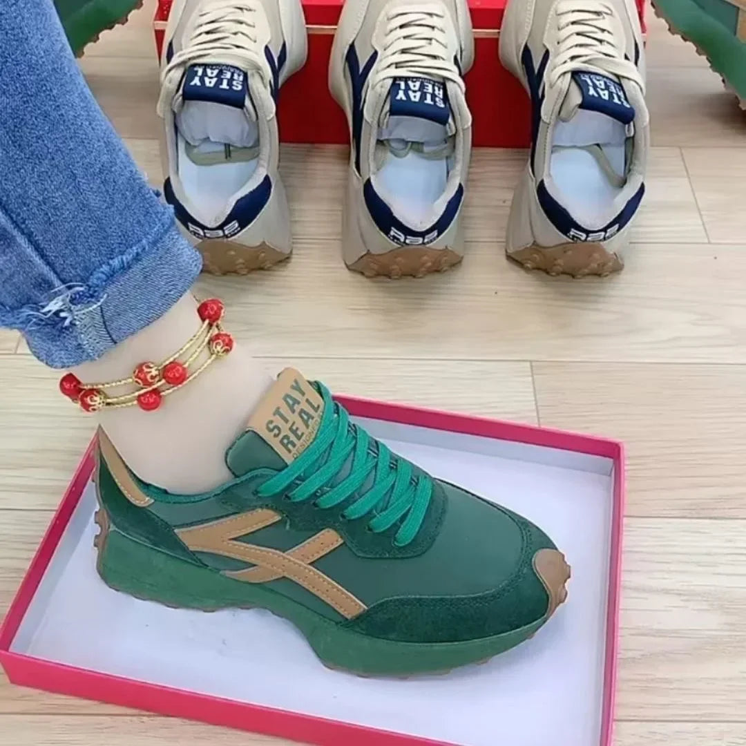 Women Sneakers Leather Luxury Platform Shoes New Fashion Leisure Light Anti-slip Green Running Shoe Fashion Designer Women Shoes