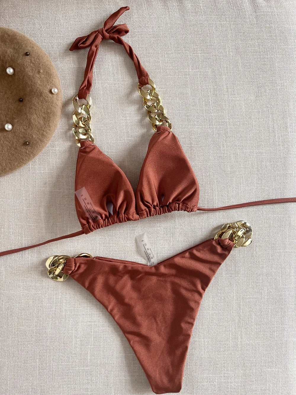 RUOTONGSEPT Elegant Bikini 2025: Verbesserte Unterstützung Nylon Dreieck Badeanzug - Brasilianischer Bikini Set Halter Schwimmbekleidung Frauen 2-teilig