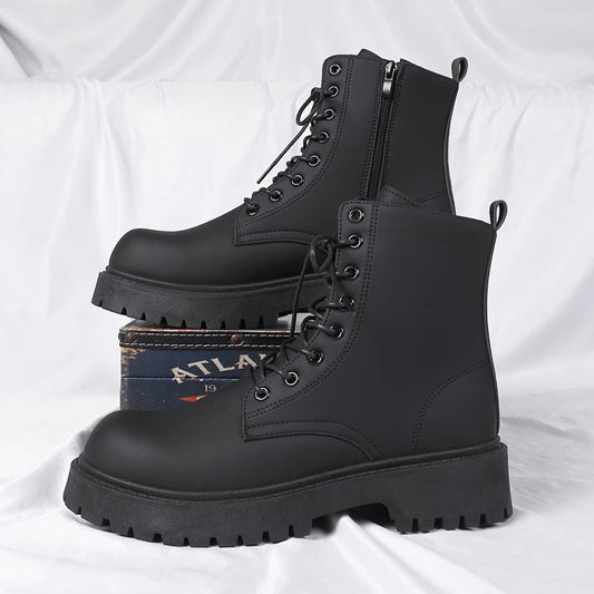 Cizme de lucru FujianChoice de toamnă, stil britanic - mărimea 42, cu talpă de cauciuc și șireturi, pentru orice vreme