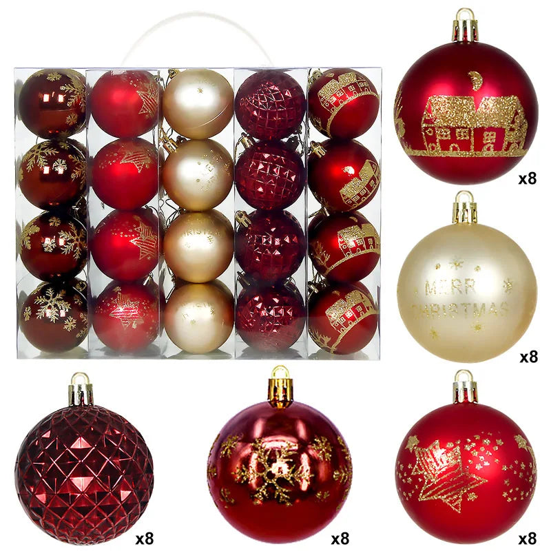 Neues Weihnachtsball-Set Handbemalt - Kapazität 40 Stück Ø6 cm