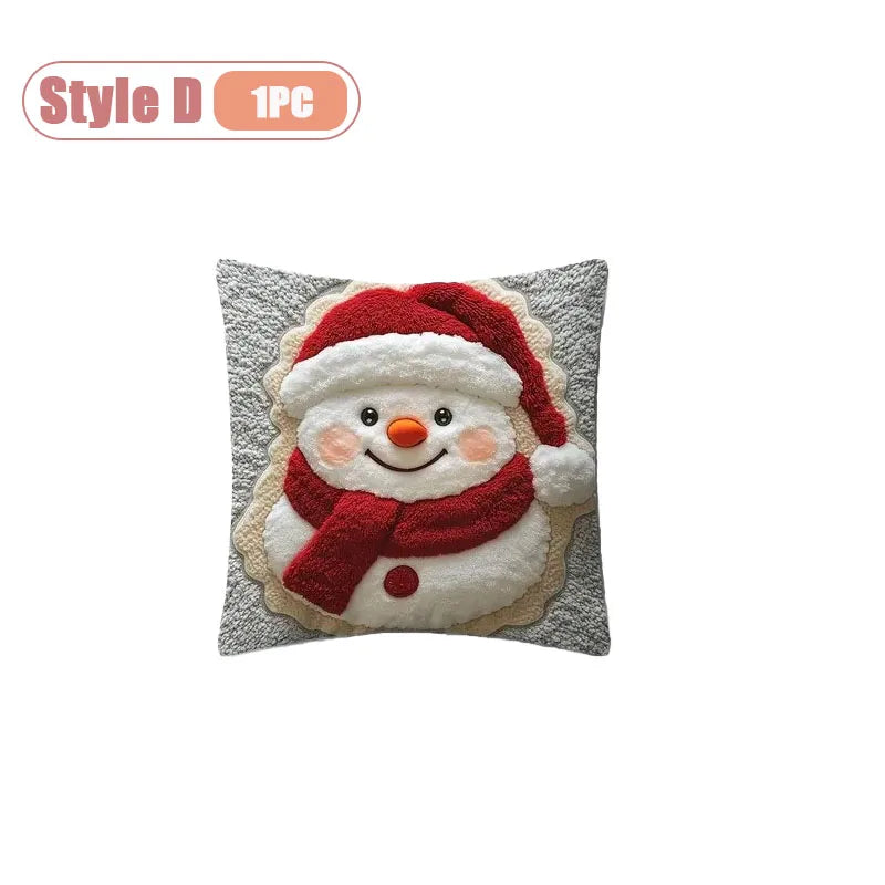Christmas Pillow Cover Snowman and Reindeer Digital Print Sofa Cushion for Home Office and Living Room Festive Decoration
