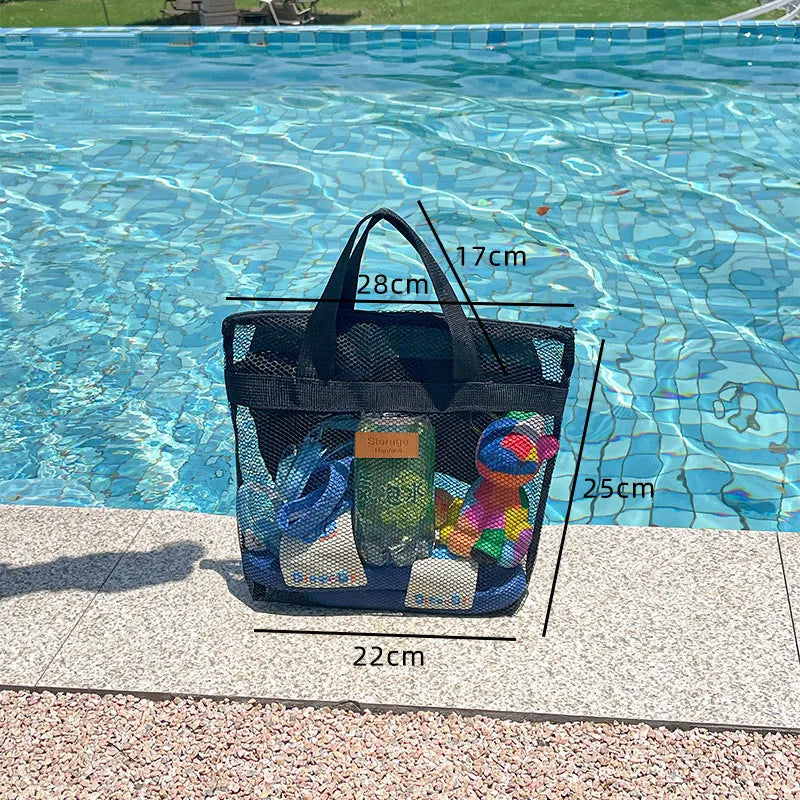 Beach Storage Bag Large Handheld Single Shoulder Swimming Pouch Large Capacity With Inner Network Folding Organizer Package