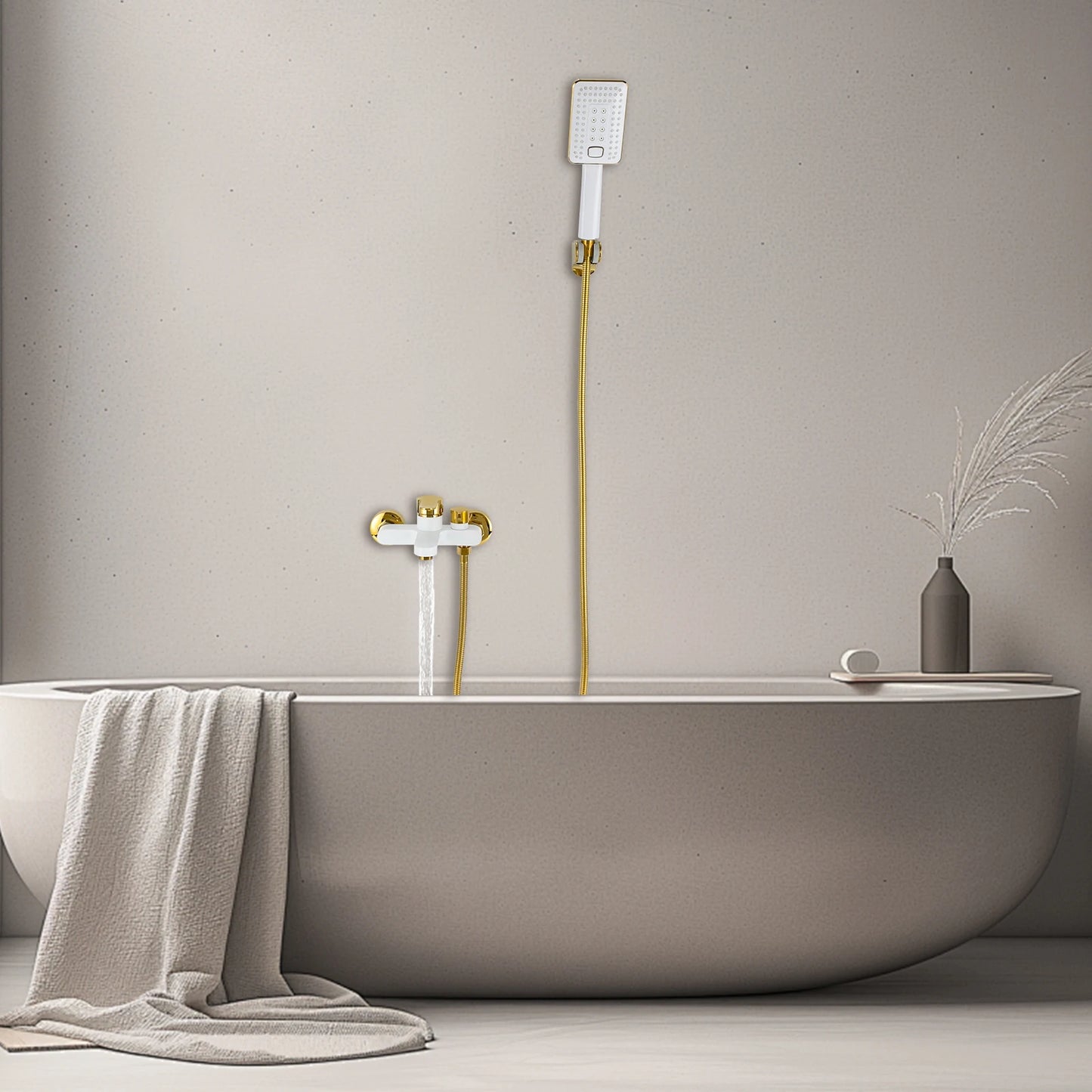 AquaGold Badewannen-Duscharmatur-Set G1/2, 1,5 m Schlauch, 2 Modi