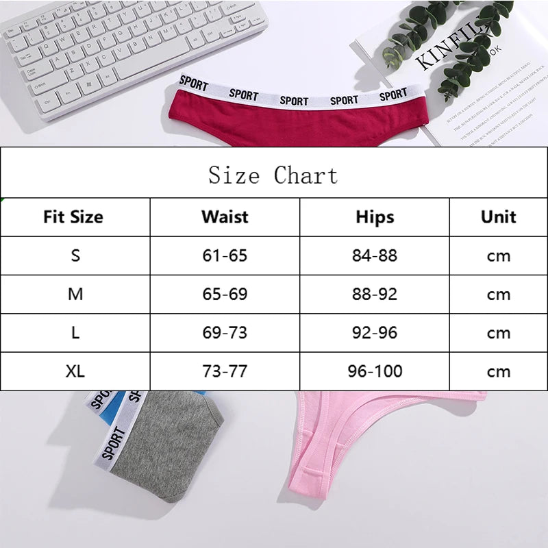 FINETOO Damen-Unterwäsche 2025 - 4er-Set Baumwoll-Strings für Sport elegante Marken-Tangas