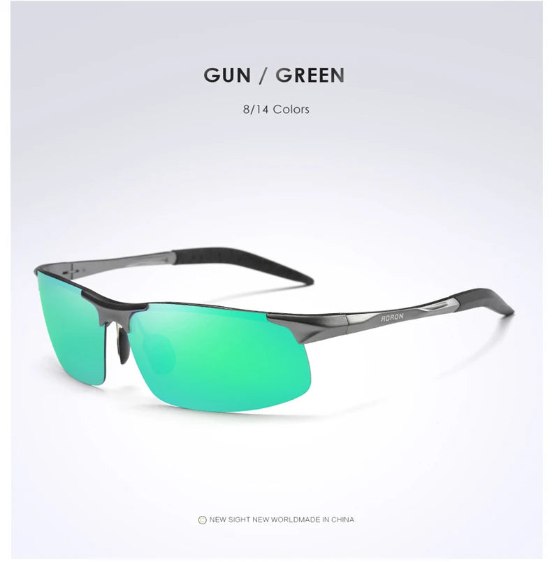 AORON Fahr-Polarisierte Sonnenbrille Herren Aluminium Magnesium Rahmen Sport Sonnenbrille Fahrer Retro Brille UV400 Anti-Blend