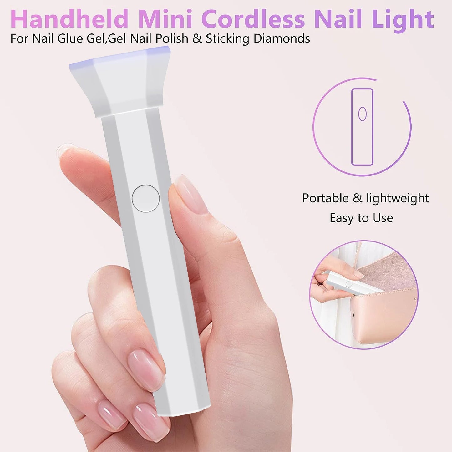 Mobiler Nageltrockner 2025: Portable Nail Dryer UV LED - Rechargeable Quick Dry Manicure Machine Art Tools Collection