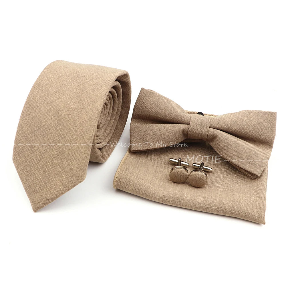 Neues Design 27-farbiger Männer-Accessories-Set: Klassische Baumwoll-Taschentuch, Manschettenknöpfe, Fliege für Hochzeit, Party, Geschenke