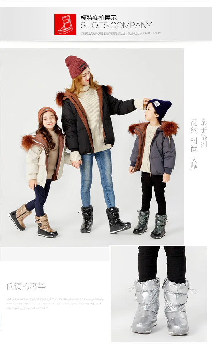 Kinder-Schneestiefel, 2025, Herbst-Winter-Wolle, warm halten, Kinderstiefel, Marke, modisch, wasserdicht, rutschfest, Baumwollschuhe für Mädchen und Jungen