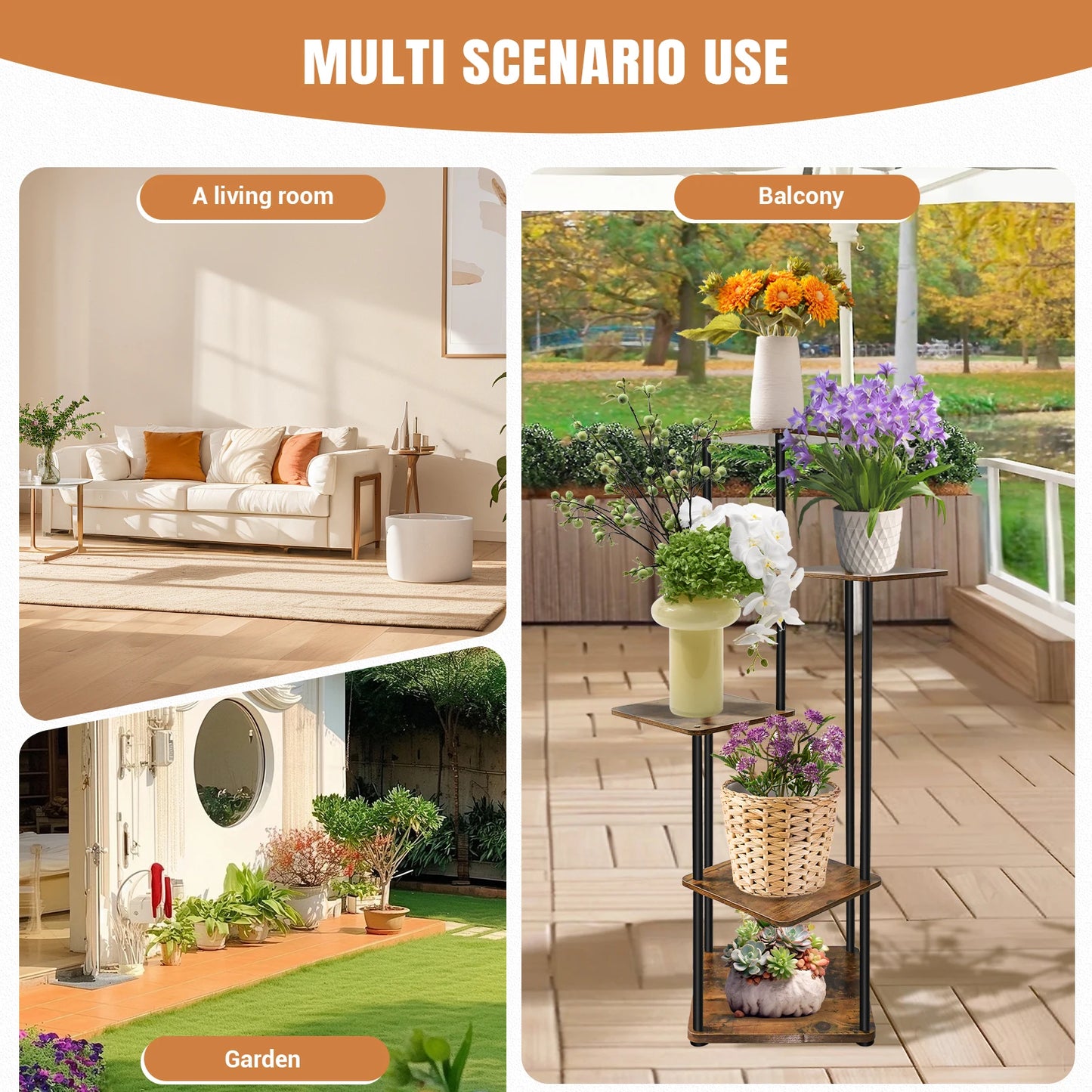 NatureLine Pflanzenständer 4 Bis 6-Stufig Metall Innen 80-132 cm