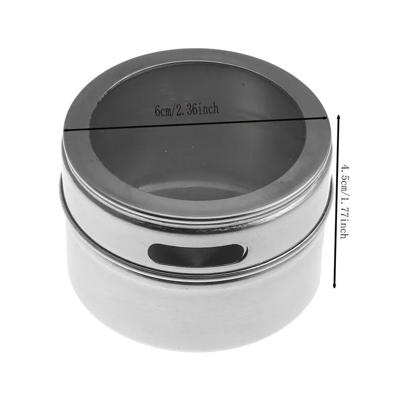 Magnetic Spice Jars Set  Stainless Steel Salt and Pepper Spray Shakers Spice Rack Seasoning Box  Condiment Container