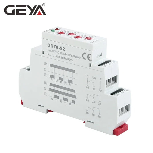 GEYA GRT8-S Asymmetrisches Zeitrelais 16A - SPDT Timer Relay AC/DC 12V-240V