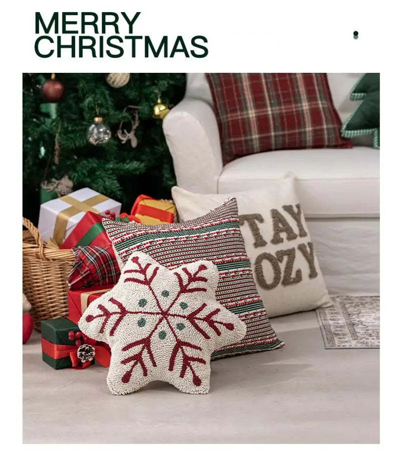 Christmas Pillowcase Christmas Tree Pillow New Year Plaid Sofa Throw Cushion Atmosphere Christmas Decoration Back Pillow Covers