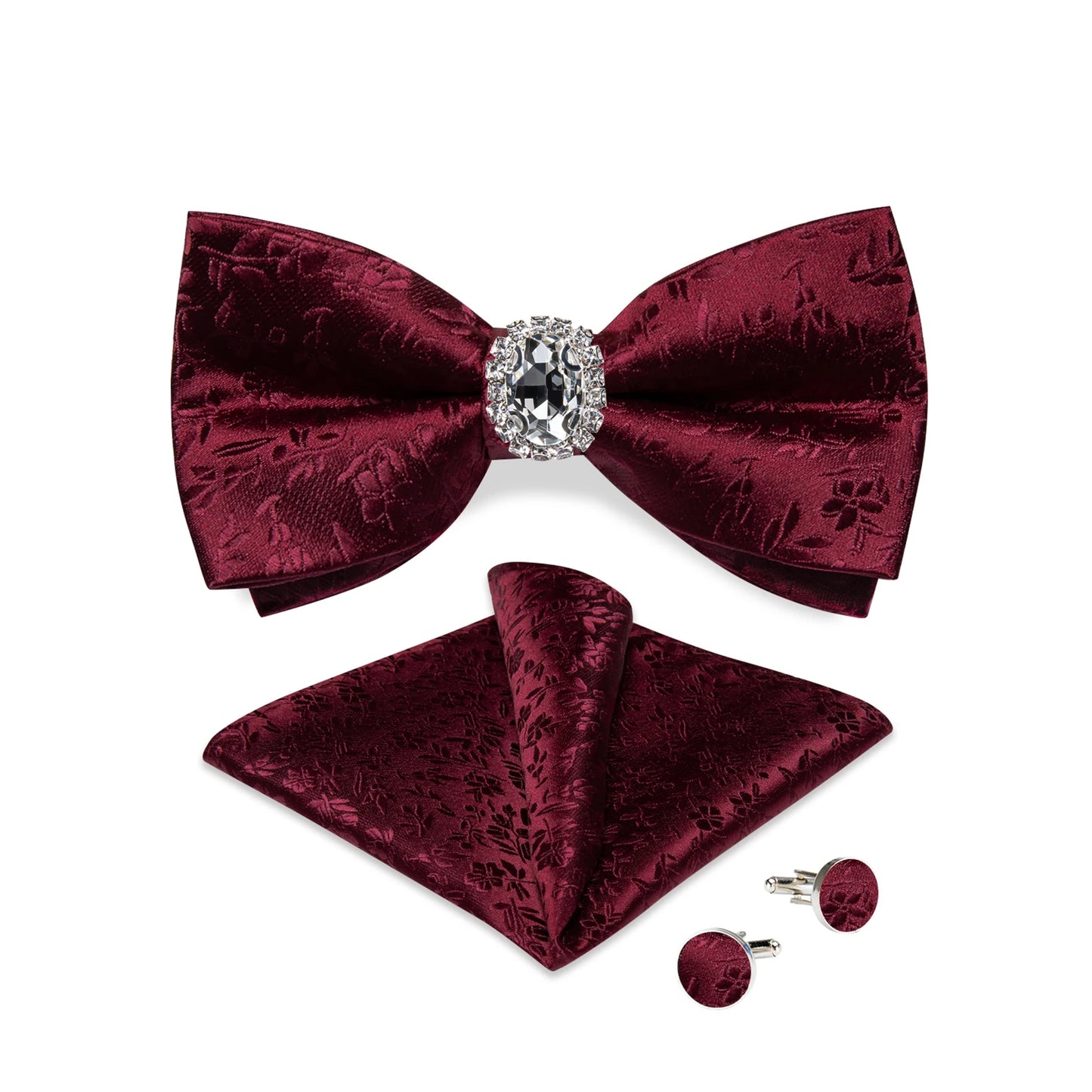 Designer Men's Silk Bowties Pocket Square Cufflink Set for Man Wedding Pre-tied Bow Ties Fashion Butterfly Knot Business Bowties