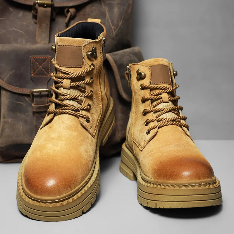 YeinshaarsCN Suede Leder High-Top - Größe Knöchel Rutschfeste Sohle