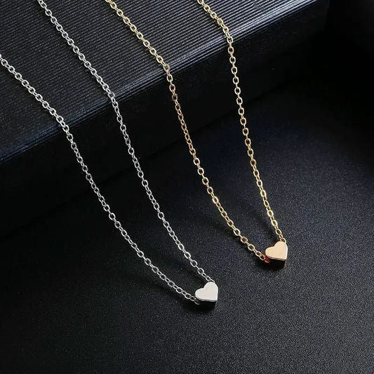 HARKOCN MsSimple Herzanhänger - Zink Gold Silber 45cm