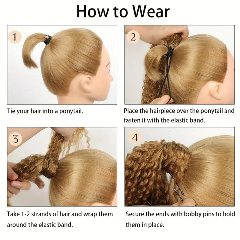 Synthetic long curly ponytail with elastic hair rope – daily & party hair extension