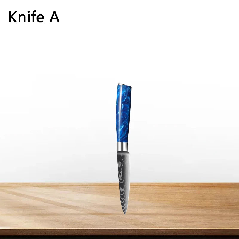 Küchenmesser-Set 2025: High Carbon Stainless Steel 7CR17 - Damascus Pattern Cleaver Chef Santoku Collection